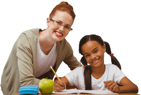 Teacher helping student